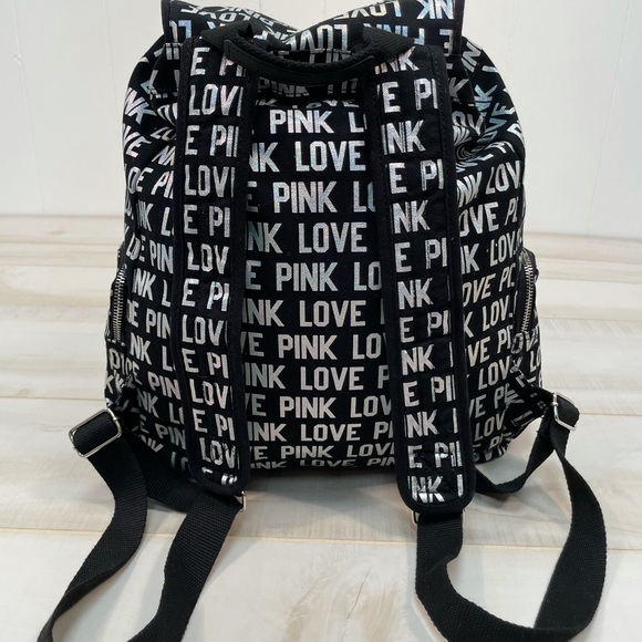 VS Pink Love Pink Black Holographic Backpack - Picture 4 of 8